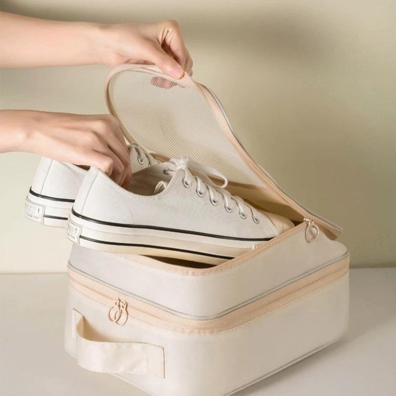 Travel Shoe Bag Holds 3 Pair of Shoes, Shoe Storage Pouch for Travel and Daily Use, Travel Suitcase Shoe Organizer