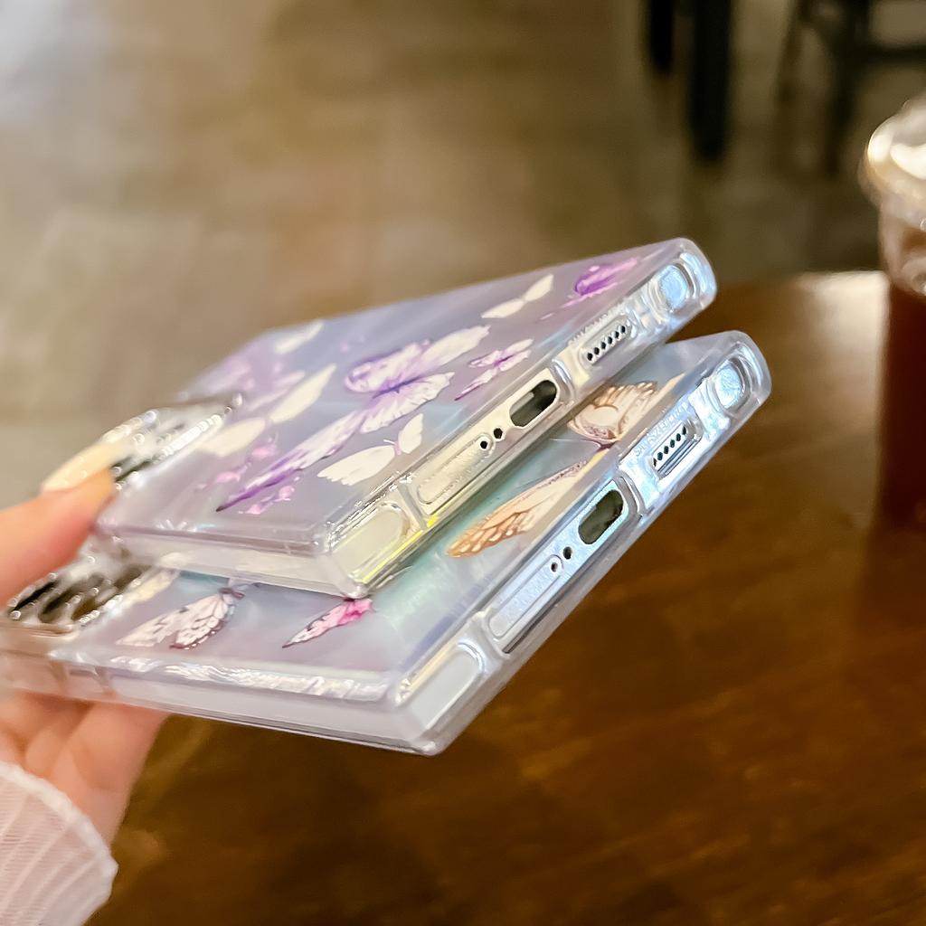 Für Samsung Galaxy S25 Ultra Hülle Laser TPU+PC Handyhülle Galvanisiertes Schmetterlingsmuster