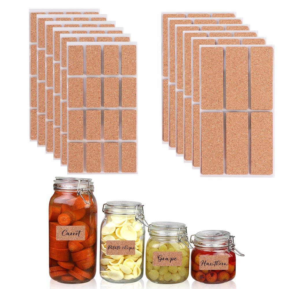 36/96pcs Waterproof Cork Wooden Labels Stickers Self-adhesive Packaging Sealing Tag  Refrigerator