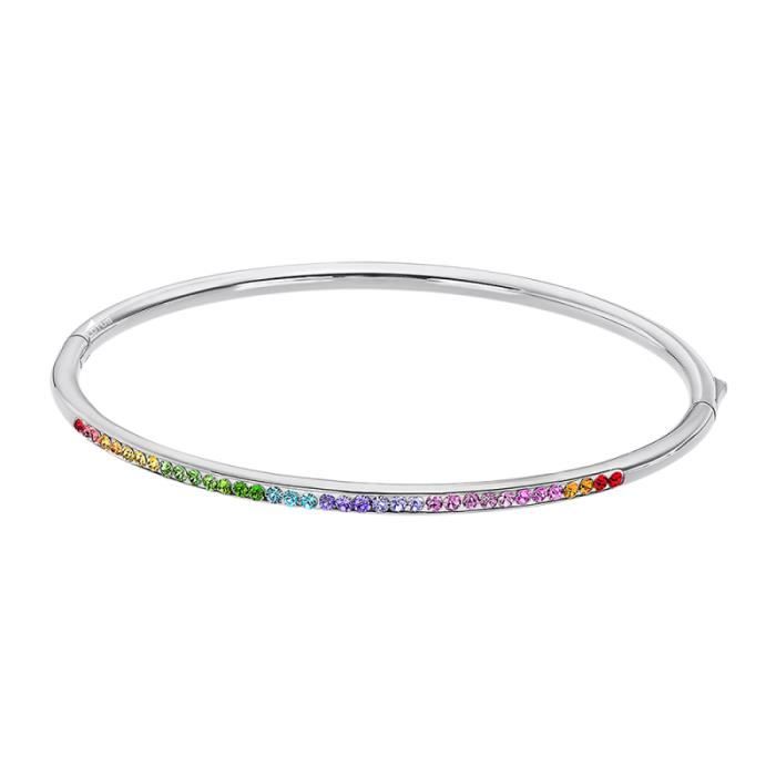 Bracelet Jonc Femme - Lotus Style - LS2111-2/4 - Acier - Cristaux Multicolores - Gris