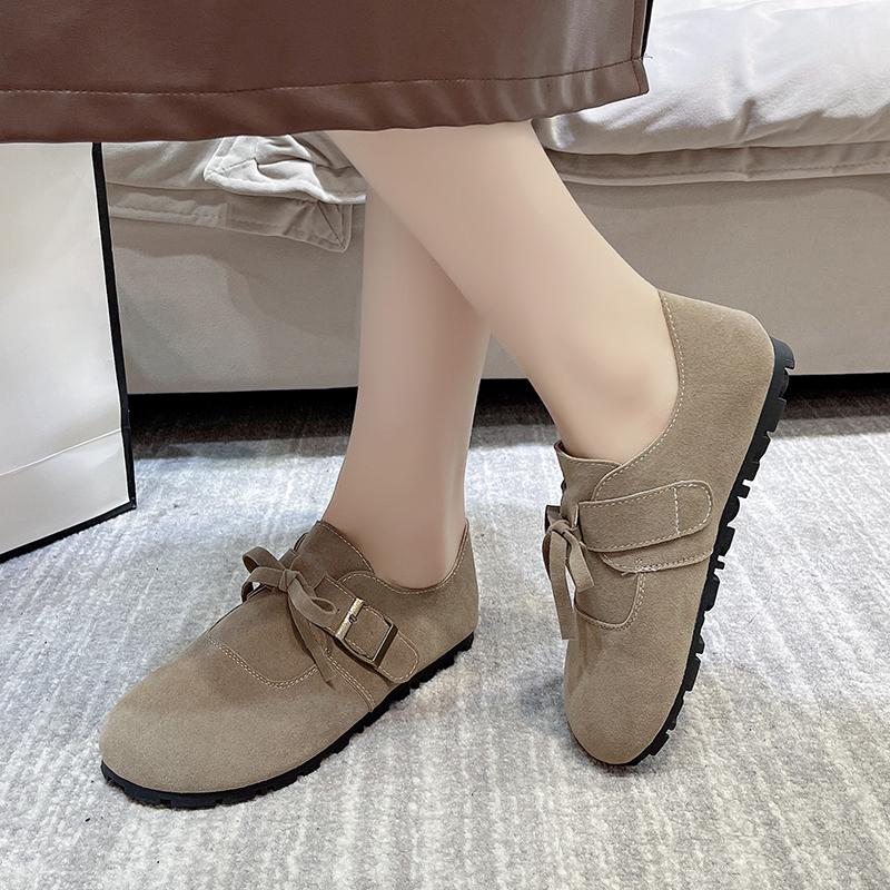 Fashion Size 35-40 Autumn New Women's Suede Flat Shoes Soft Sole Slip-on Womens Casual Walking Shoes Versatile Breathable Women's Shoes