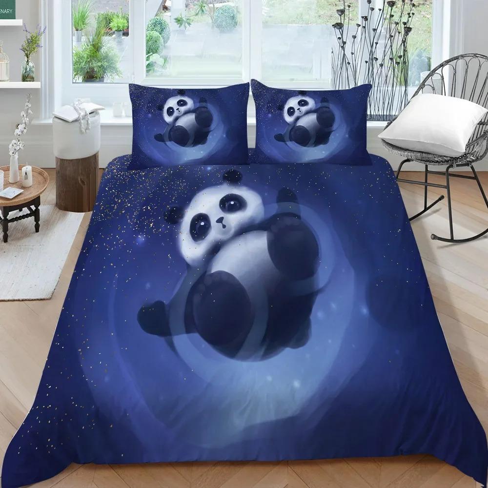Panda Bedding Set for Kids Boys Girls Cute Cartoon Giant Panda Duvet Cover Set KingQueen Size Yellow Soft Polyester Quilt Cover