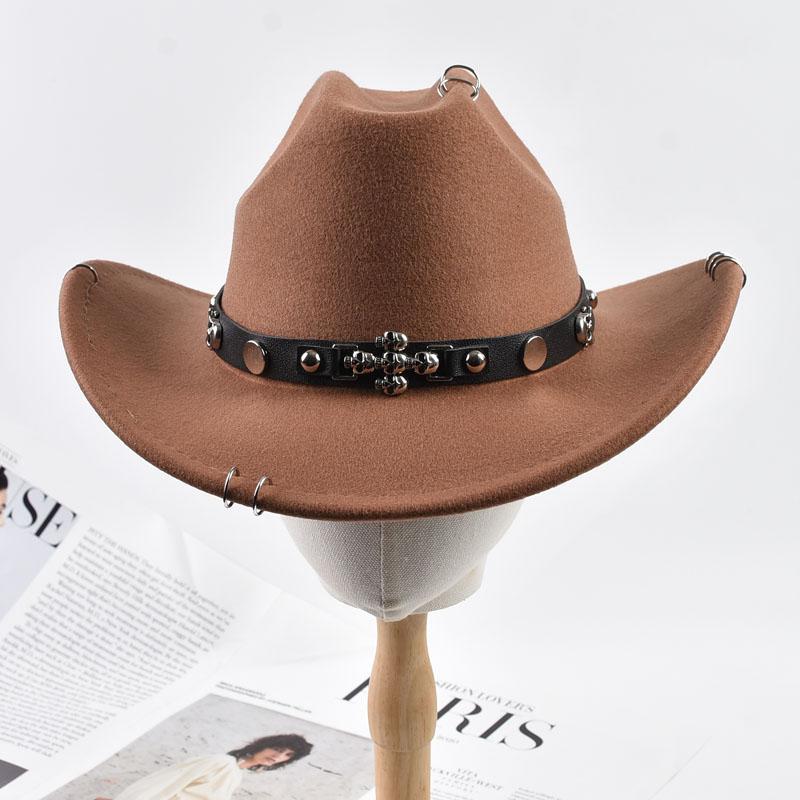 Unisex Solid Color Roll Up Brim Felt Fedora Hat Vintage Western Cowboy Hat Outdoor Travel Cowgirl Hats