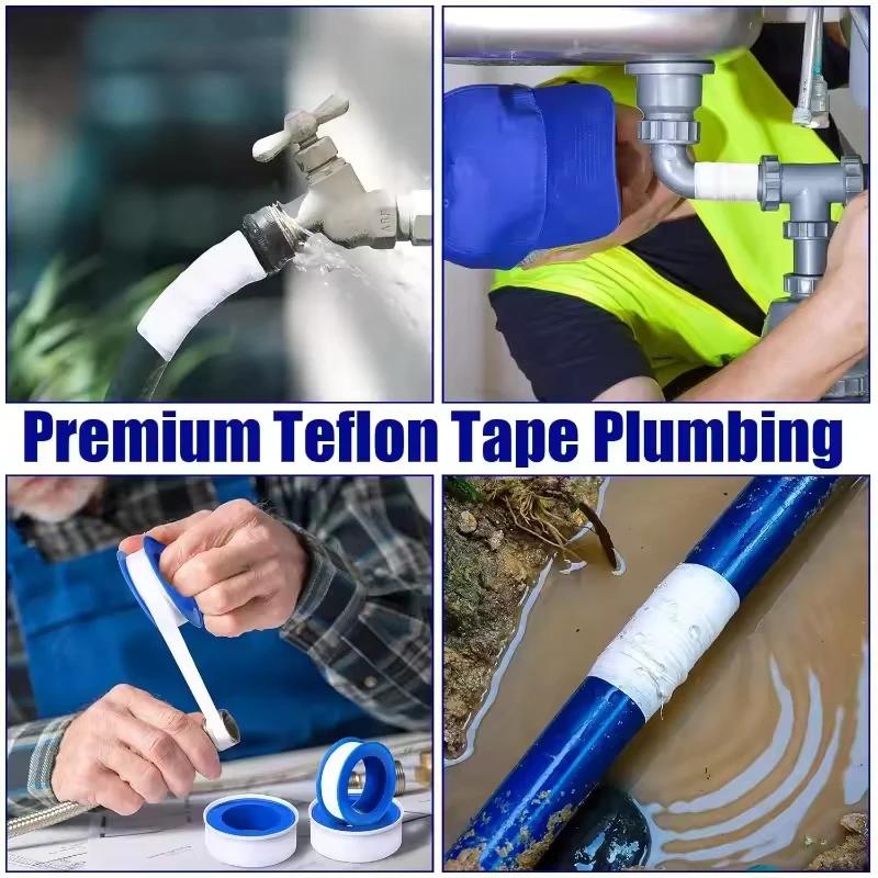 5PCS PTFE Thread Sealing Pipe Tape Gas Water Tape 10 Meters Waterproof Engineering Dedicated Duct Tap Evacuum Seal Roll