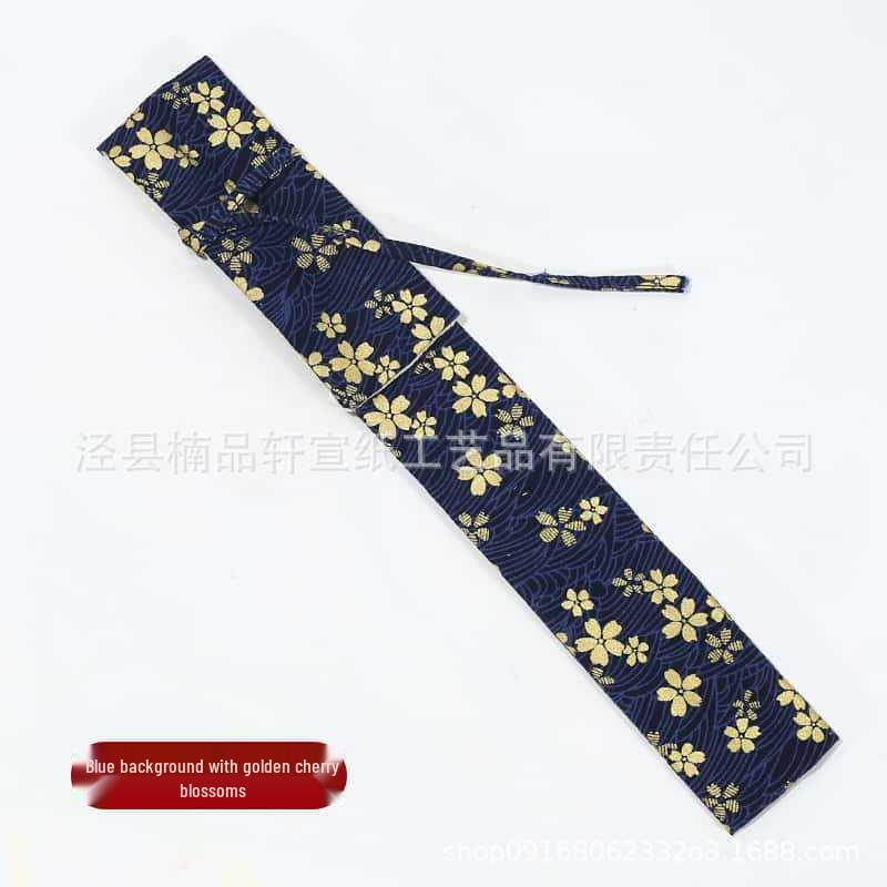 Ancient-Style Chinese Folding Fan with Su Gong Brocade Linen Cover and Drawstring Clasp