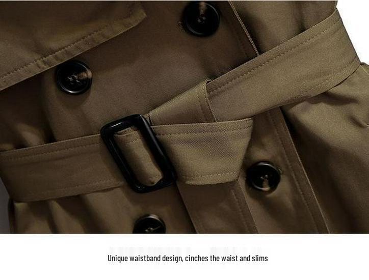 Women's Mid-Length Korean Style Trench Coat - Chic British Design