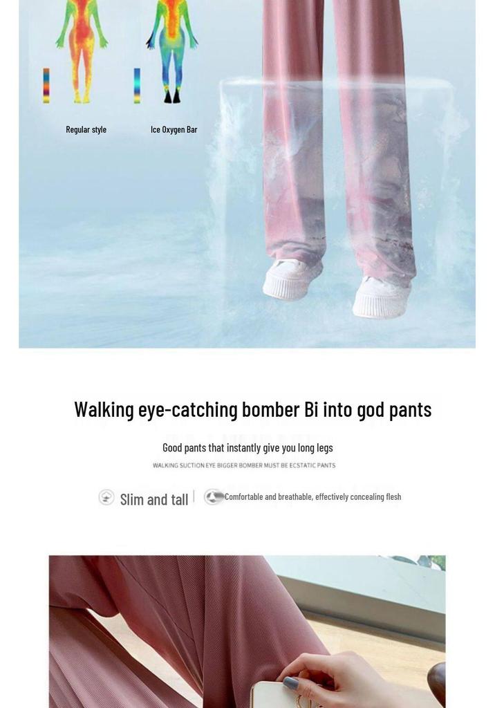 High Waist Wide Leg Ice Silk Maternity Pants for Spring and Summer Sun Protection