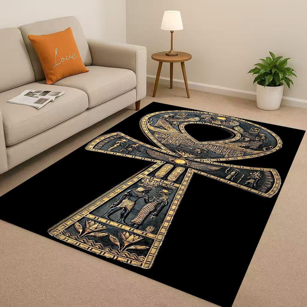 Retro Ancient Egypt Pictographic Eye of Horus Living Room Non-Slip Area Rug Carpet for Bedroom Sofa ,Easy Clean Home Doormat