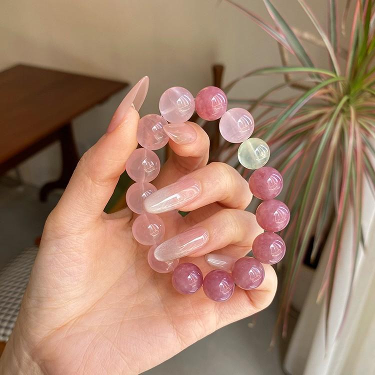 Natuurlijk Paars Rozenkwarts Armband voor Vrouwen, Trekt Liefde en Geluk aan, High-End Luxe Niche Nieuw Ontwerp