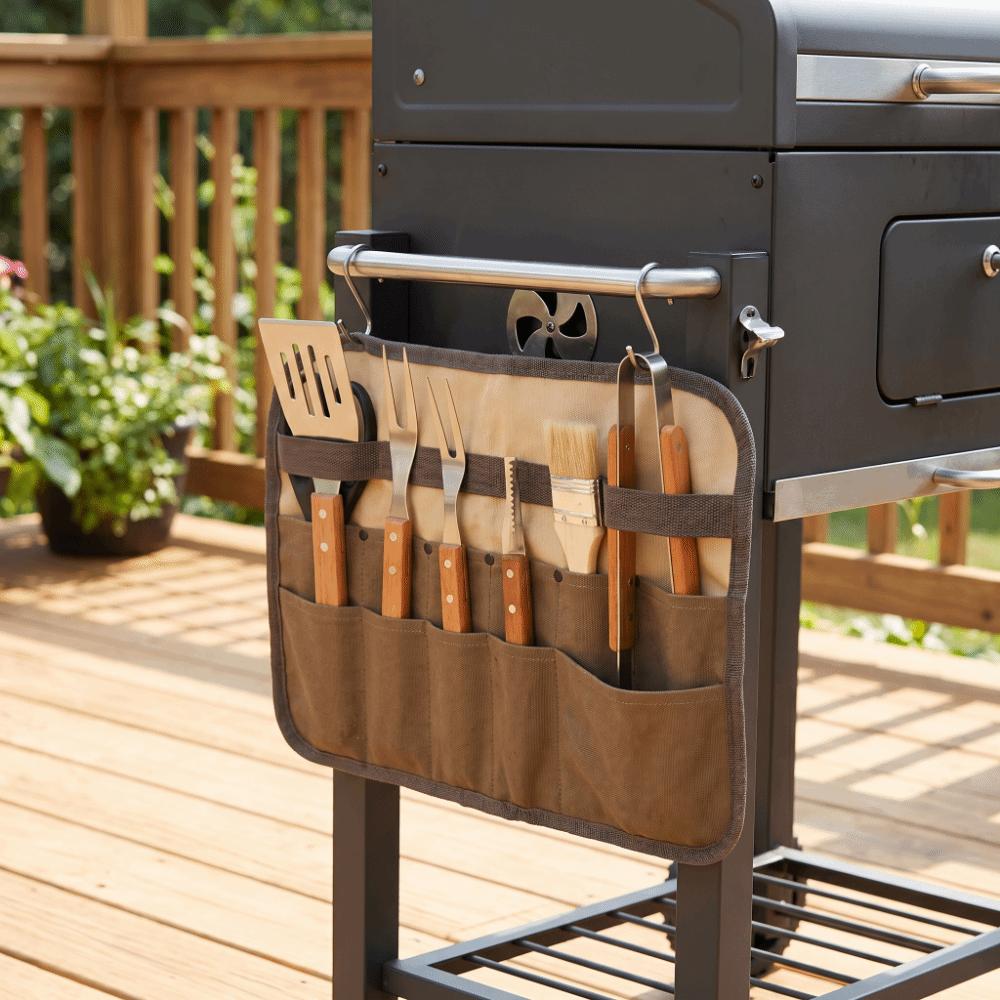 Canvas Cutlery Storage Bag Khaki Tableware Roll Bag Camping Organizer Bag  Outdoor BBQ