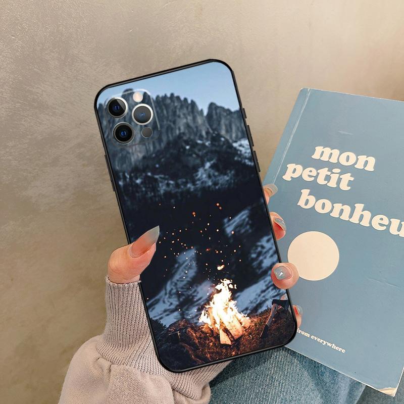 Camping Nature Mountain Case For 17 Air iPhone 16 15 14 13 12 11 Pro Max 12 Mini XR 15 16 Plus 16e Back Cover Shell