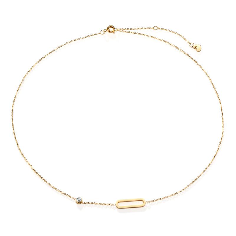 Thin Link Chain Necklace Carabiner Lock Pendant Cubic Zirconia One Stone Choker Necklace Women Valentine's Day Gift