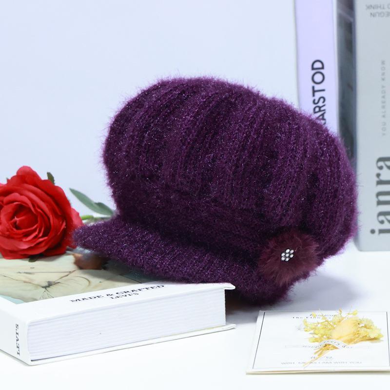 New Middle-aged and Elderly Hats Women's Winter Plush Wool Hats Mother Hats Elderly Hats Knitted Hats Wholesale