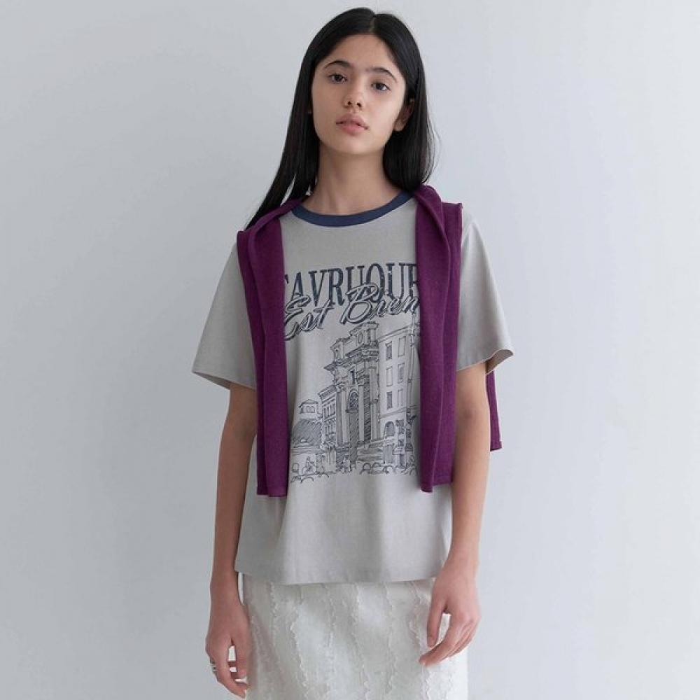 On On Neck cOnTrasT ArTwork T shirT New6me424 LIGHT GREY/S_01