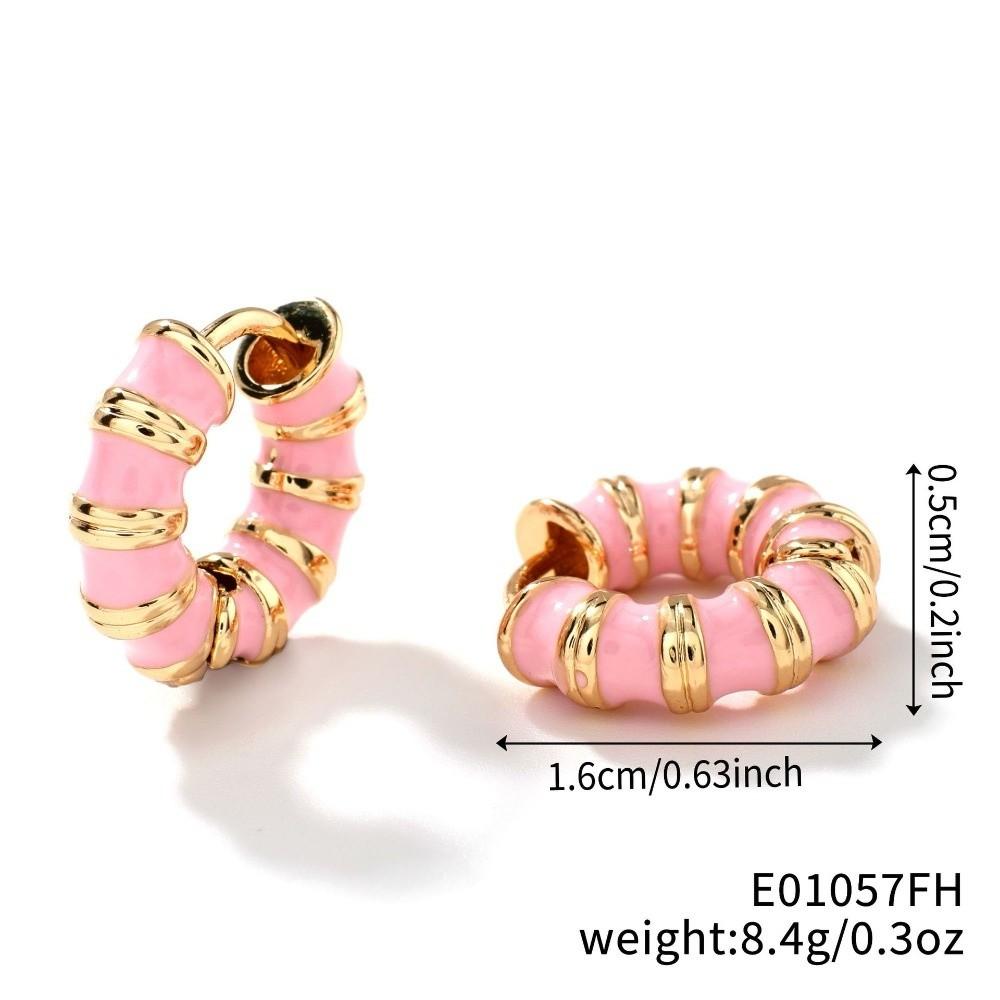 Изысканные Серьги в Корейском Стиле Простые Цветные Эмаль Масло Ювелирные Изделия Капающее Масло Модные Милые Круглые Маленькие Кольца Свадебные розовый