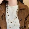Trendy Vintage Tiger Eye Stone Pearl Bead Stacked Necklace For Women Fashionable Autumn And Winter Charm Jewelry
