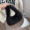 Candy Color Women's Soft Plush Shoulder Bags Winter Faux Fur Ladies Hobos Purse Handbags Female Fluffy Underarm Bag Small Tote