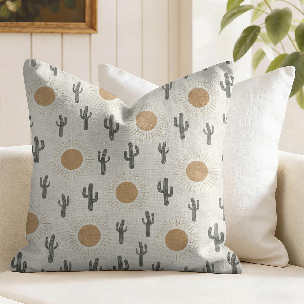Cactus Pattern Cushion Cover Natural Linen Pillow Cover Double-Sided Print Cushion Cover For Sofa Home Decor