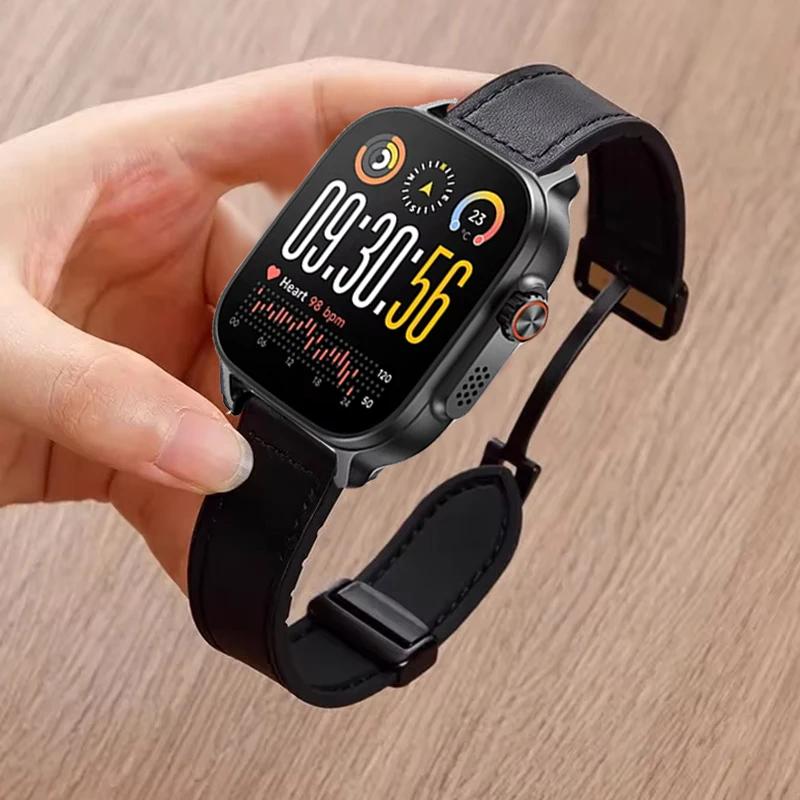 

22 мм Кожаный+Силиконовый Ремешок Для Realme Watch 5 Магнитная Петля Браслет Для Realme Watch S SPro/S2/2 2Pro/3 3 Pro Аксессуары для Браслета 22mm Width чёрный