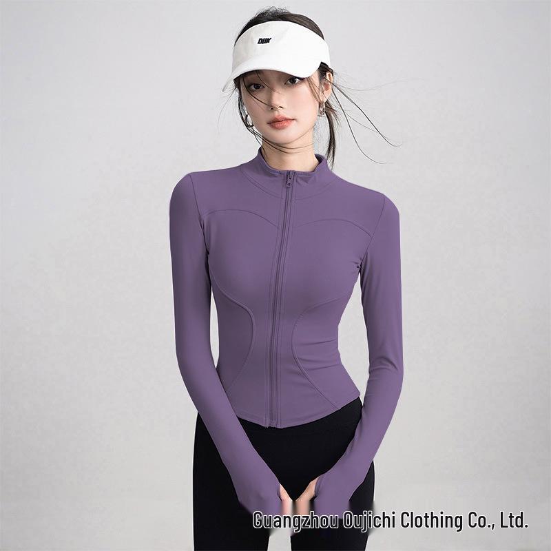 Jachetă de vară sportivă stil coreean pentru femei, protecție solară - Top yoga cu fermoar, croială slim