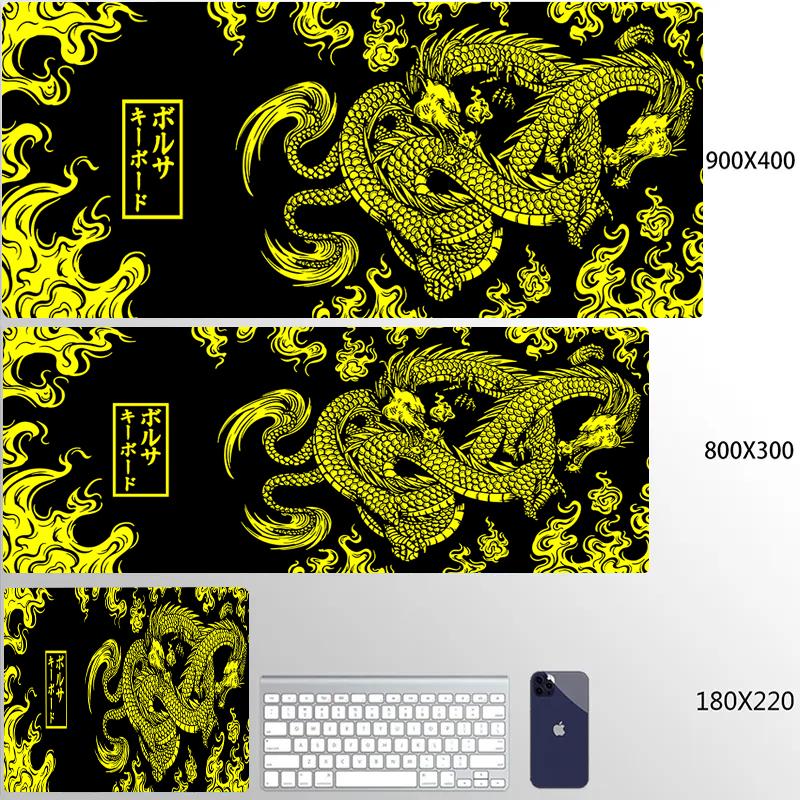 Red Dragon Mousepad Gamer Mouse Pad Light Gaming Room Accessories Desk Mat Japan Art Nonslip Keyboard Mats Company Xxl Mausepad