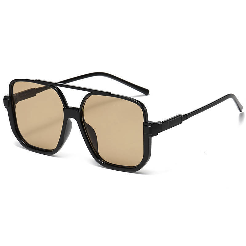 Double beam square sunglasses men's and women's fashion street shot UV-proof sunglasses trendy fashion atmospheric sun sunglasses