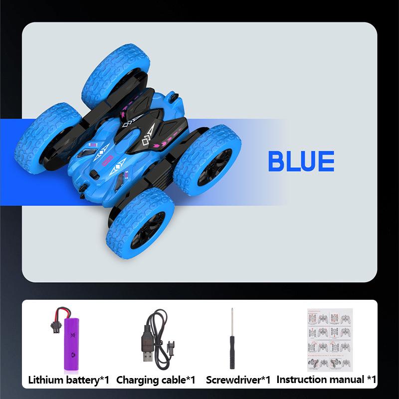 Children's 4-Wheel Double-Sided Long-Distance RC Stunt Car with 2.4G Control, LED Lights, Off-Road and Drifting Capabilities
