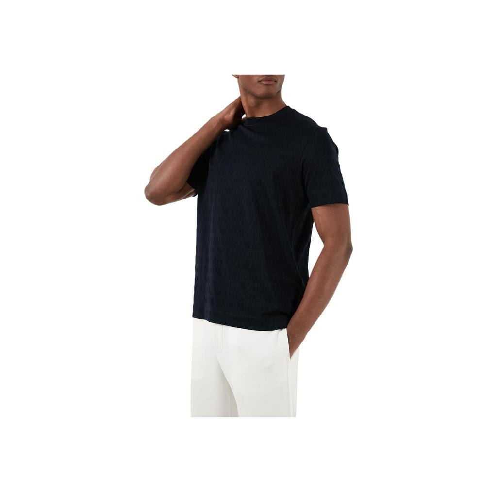 Emporio Armani Fitted Short Sleeve Round Neck Logo T-Shirt Unisex tops Black 3D1TH5-1JORZ-0920