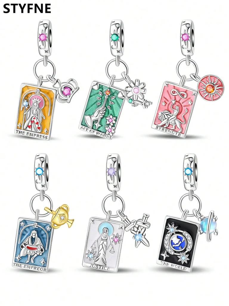 Tarot of the Holy Mother Emperor Beads Charm Silver Plated For Charms Silver Plated Original Bracelet for Jewelry Making