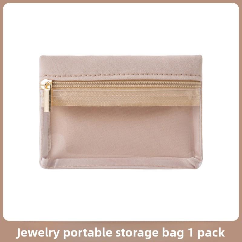 

Дорожный органайзер для украшений, портативный бархатный держатель для колец, серег, кулонов, ожерелий, браслетов, сумка для хранения с молнией 1PCS