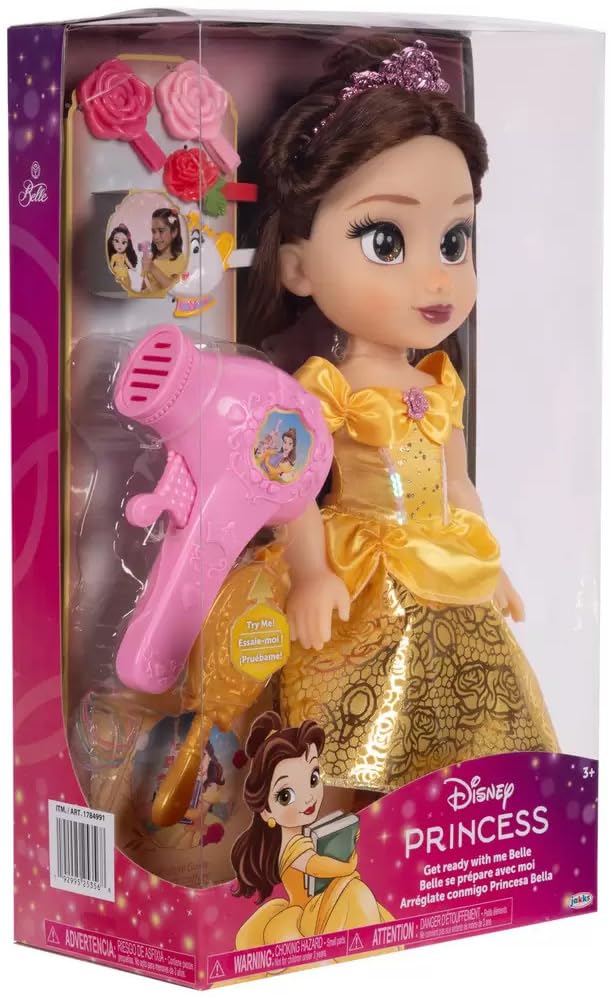 Disney Princess Frozen Hair Care Set (1784991) for Toddler Dolls, Includes Hair Dryer, Hairbrush, and Accessories (Belle) [Parallel Import]