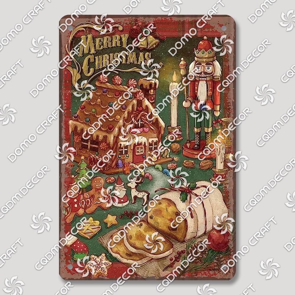 Merry Christmas Hot Cocoa Chocolate Poster Tin Signs Retro Elk Santa Claus Cookies Metal Plate Cafe Kitchen Home Decor Gift