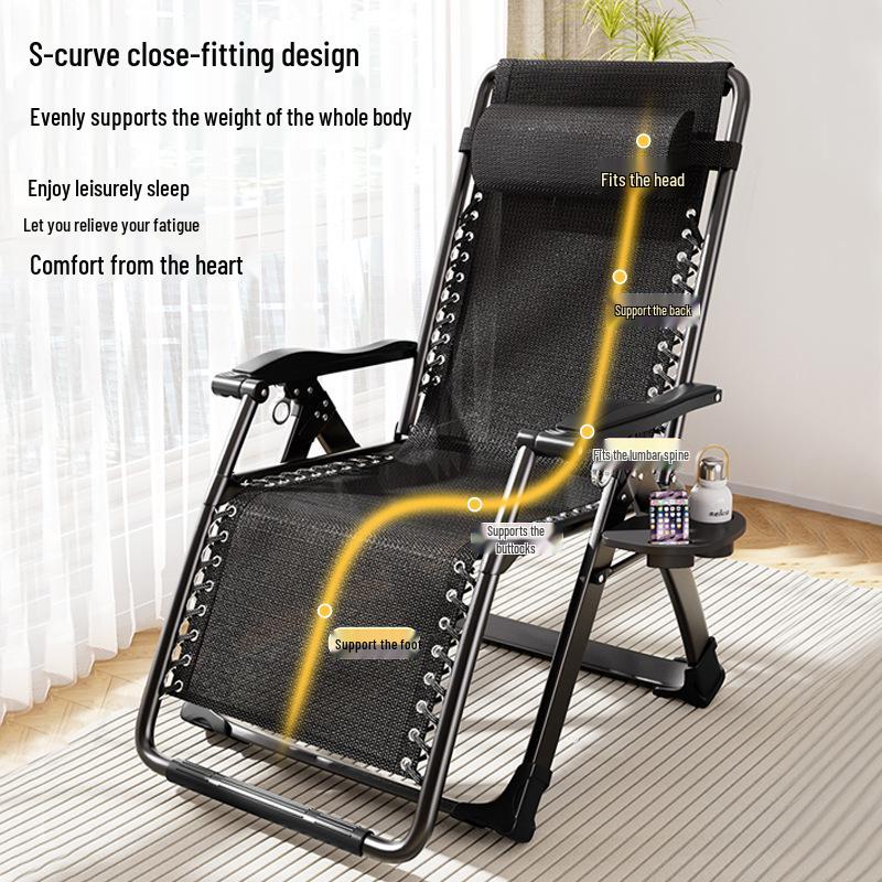 Adjustable Folding Chair: Sit or Recline with Backrest - Ideal for Napping at Home, Office, or Beach.