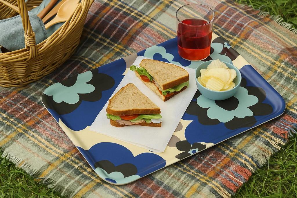 TATSU-CRAFT NR Lunch Tray, Large, Scandinavian Style, Fuhura Sunshine Red, Non-Slip, Microwave-Safe, Plastic, Available In Large and Small, Square