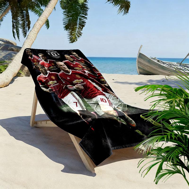 Retro MUFC Canvas Print Beach Towel, Large Soft Quick Dry Towel for Beach Camping Swimming