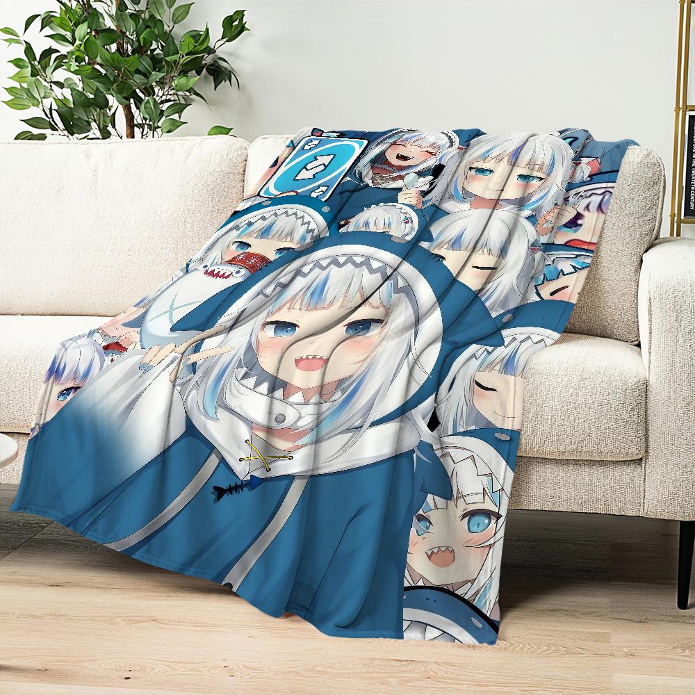 Kawaii Anime Girl Music Art G-gawr G-gura Blanket Flannel Warm Comfort Soft Plush Blanket Sofa Living Room Bedroom Travel Gift