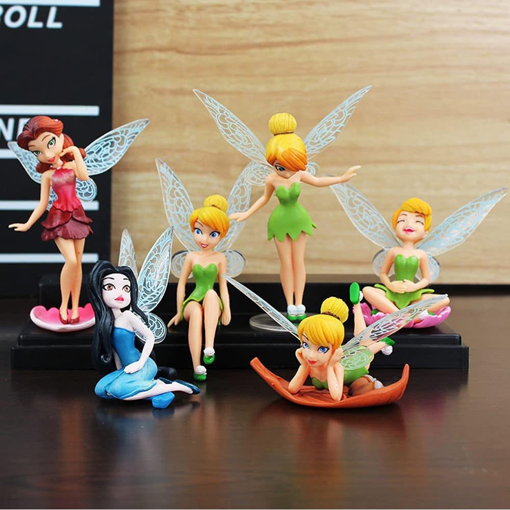 6 Pcs Tinkerbell Figures Miniature Fairy Garden Ornament Fairy Pixie Girl