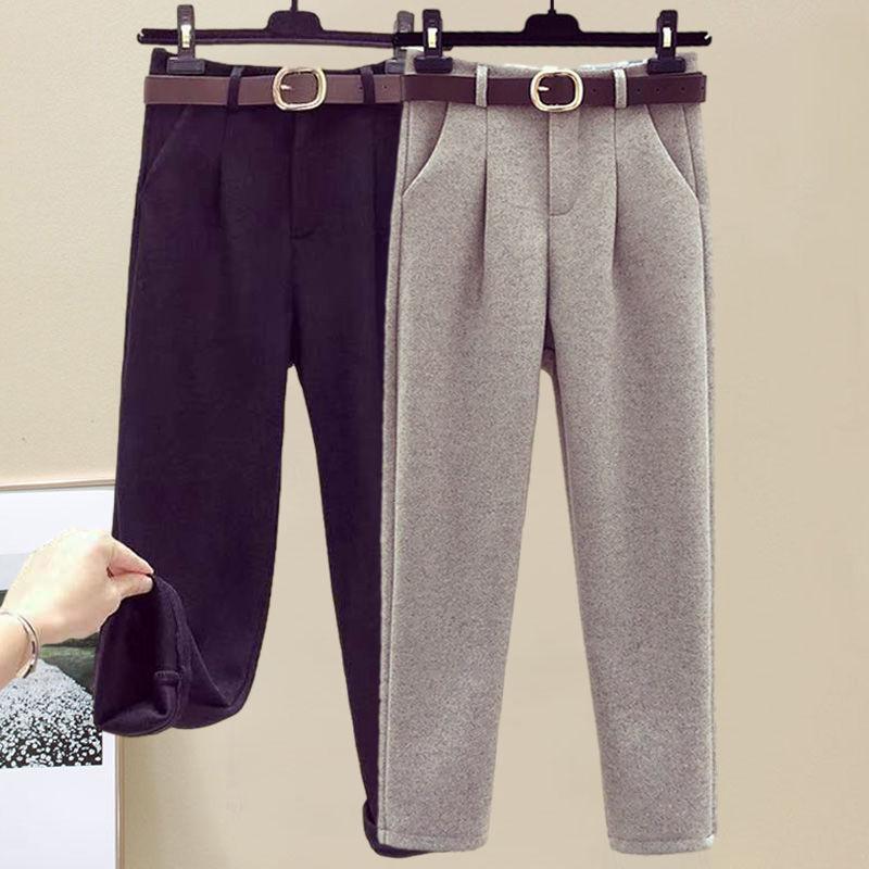 Autumn and Winter Woolen Coat + Turtleneck Sweater + High Waist Harlan Woolen Pants Three-piece Fashion Suit