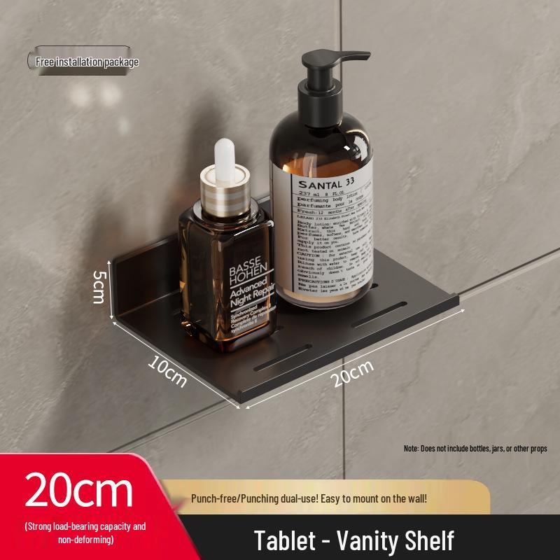 Wall-Mounted No-Drill Bathroom Vanity Shelf with Space for Faucet and Mirror