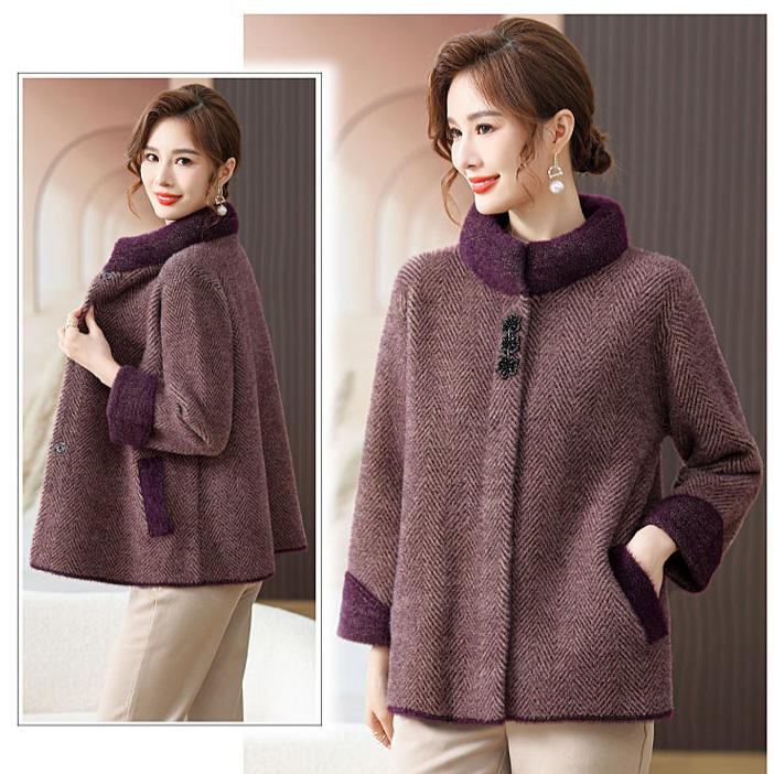 Autumn Winter Women's Mink Fleece Jacket Thick Warm Knitted Plush Cardigan Coat Short Knitted Cardigan Top