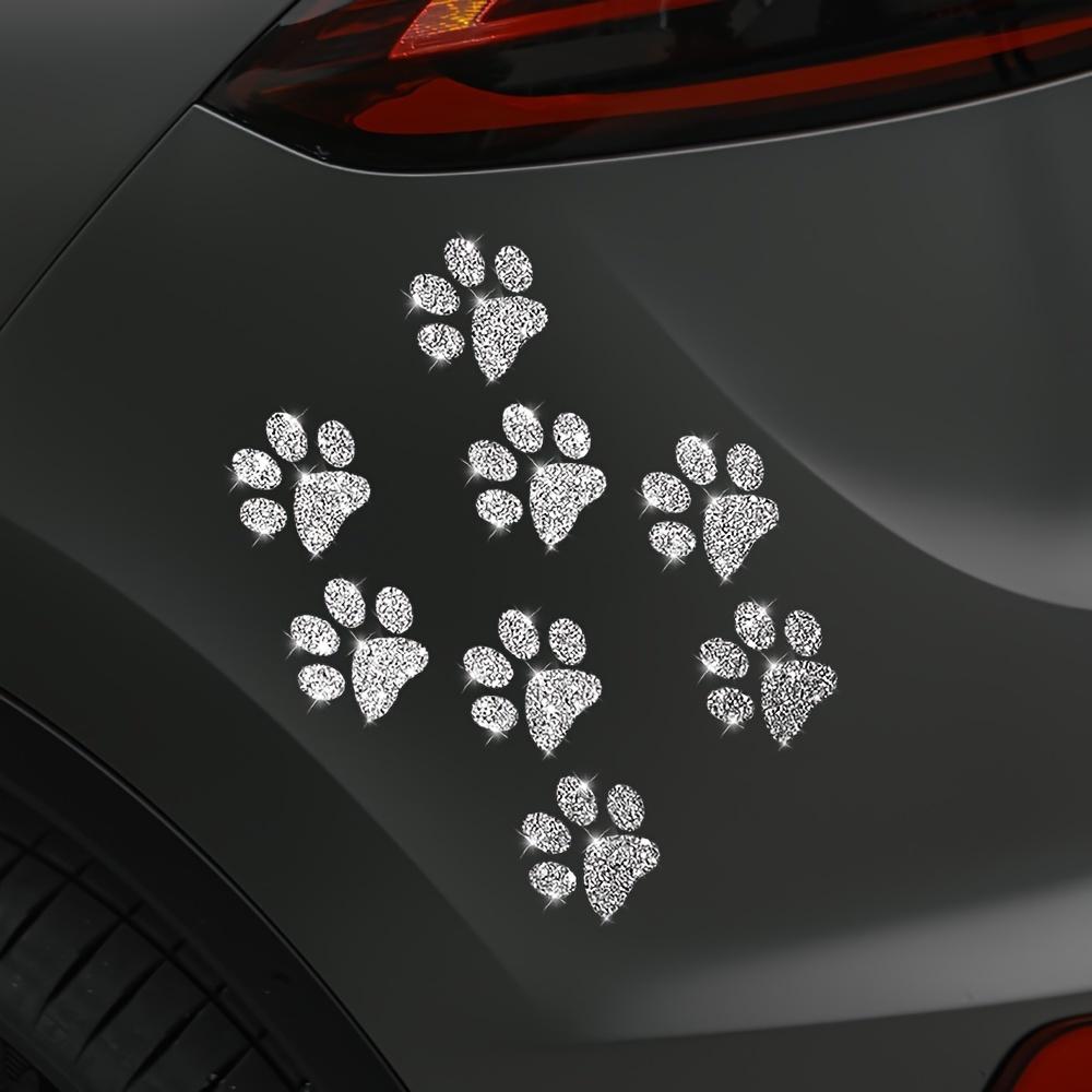 8pcs Sparkling Paw Print Car Stickers Reflective Vinyl Decals for Cars, Motorcycles & Laptops, Multi-Color Glitter Animal Theme, Self-Adhesive