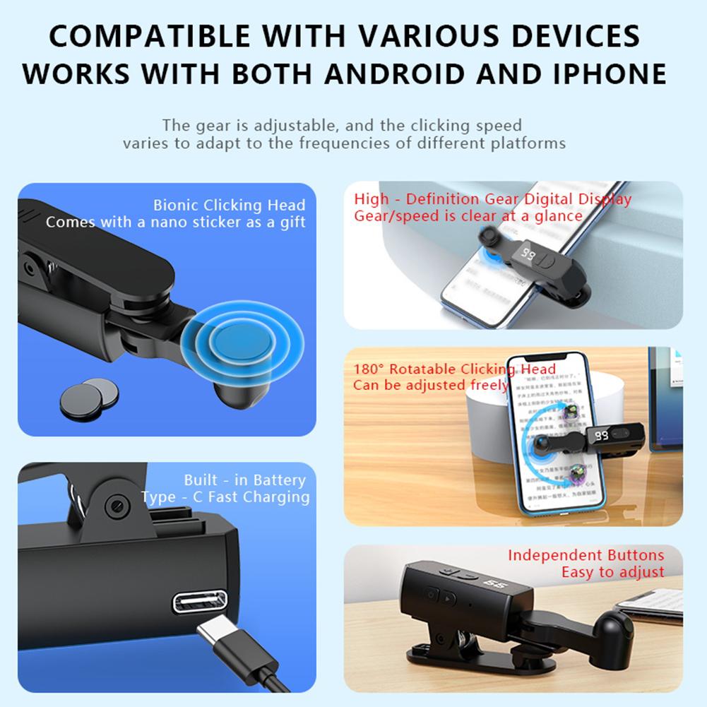 Auto Clicker for Smart Phone Screen Clicking Device Speed Clicker Phone Screen Tapper for Game Live Broadcasts Likes Reward Task