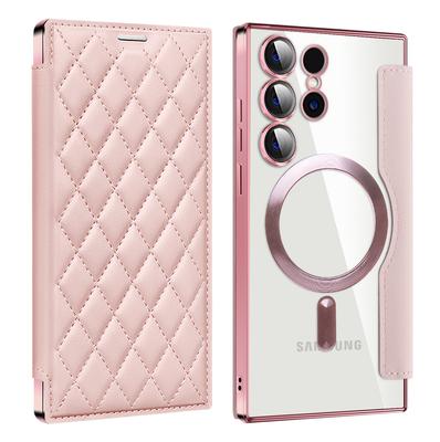 Leather Wallet Flip Cover For Samsung Galaxy S24 Ultra Plus 5G, Magnetic  With Lens Protection, Shockproof Magsafe Case, Fundas