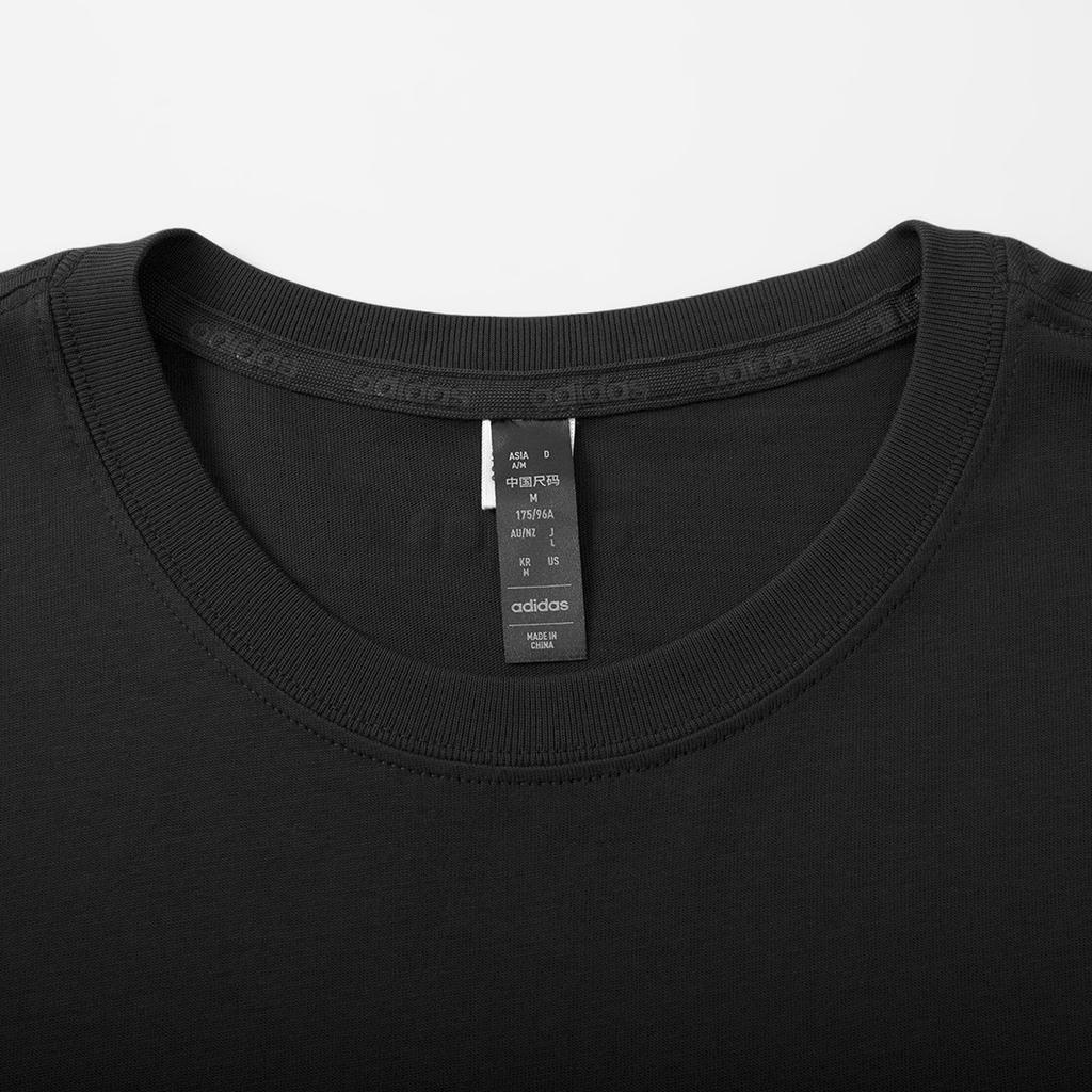 Adidas Neo Letter Print Pattern Round Neck Casual Short Sleeve T-Shirt Unisex Tops Black JD1432