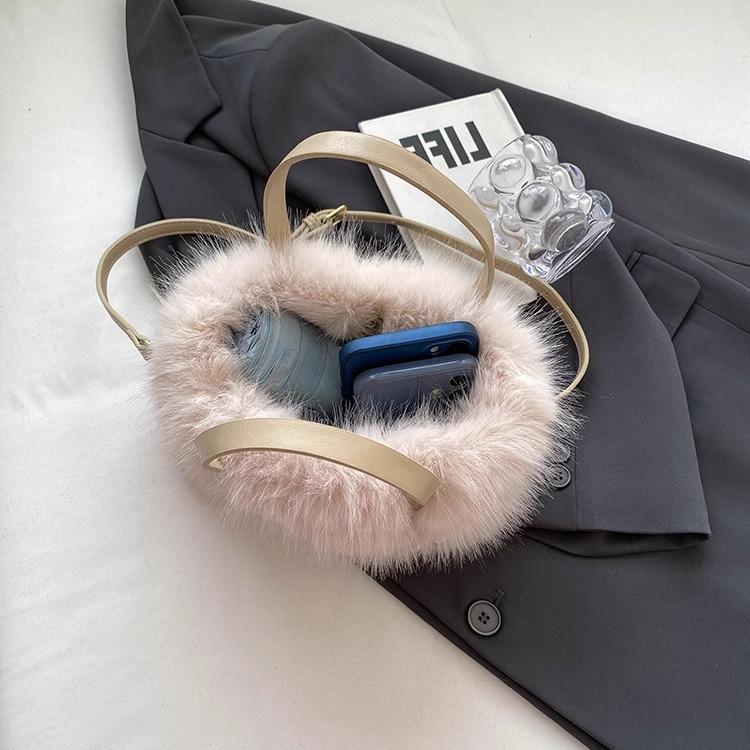 Winter New Soft Plush Portable Female Mini Handbags Fashion Versatile Pearl Small Square Women's Crossbody Bag Soft Texture Ladies Messenger Bags