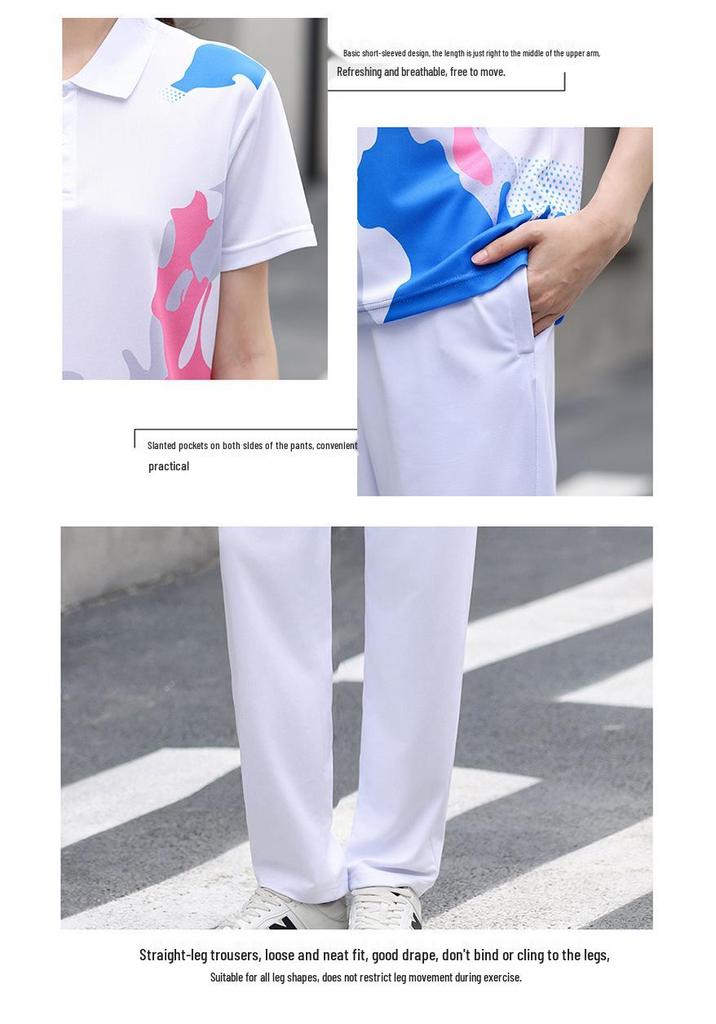 Unisex Quick-Dry Badminton Outfit: Polo Shirt & Long Pants Set for Tennis/Table Tennis Training