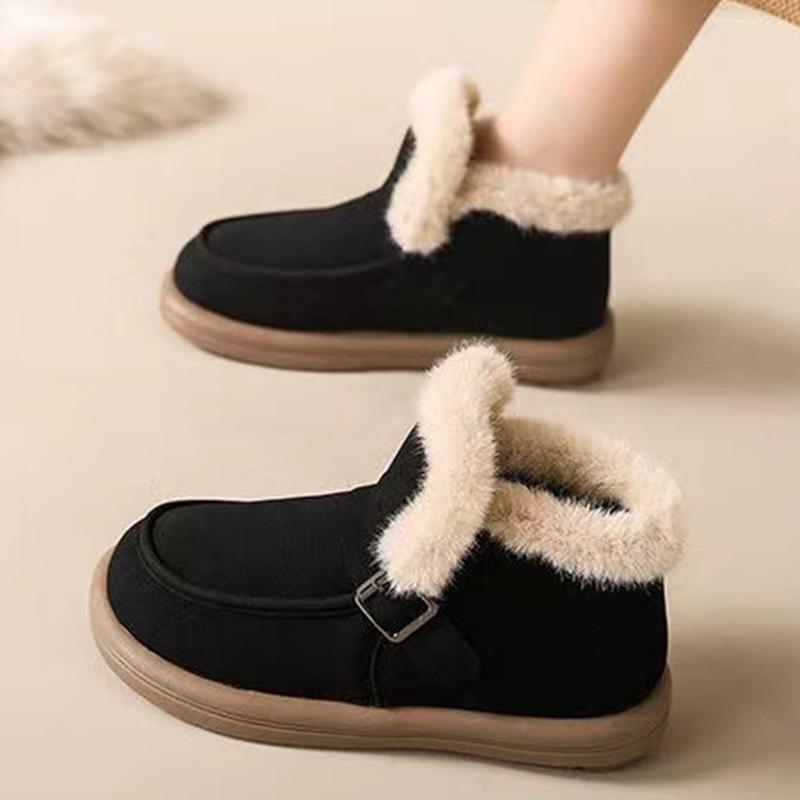 Schneestiefel Koreanische Version Damen Winter Neuheit mit Plüsch und dicken Baumwollstiefeln Warme flachsohlige weichsohlige Damen Baumwollschuhe