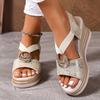 Fashion Women's Sandals Summer New Wedge Heeled Sandals Fashioon Casual Platform Sandal Metal Buckle Fish-mouth Sandals Sandalias Mujer