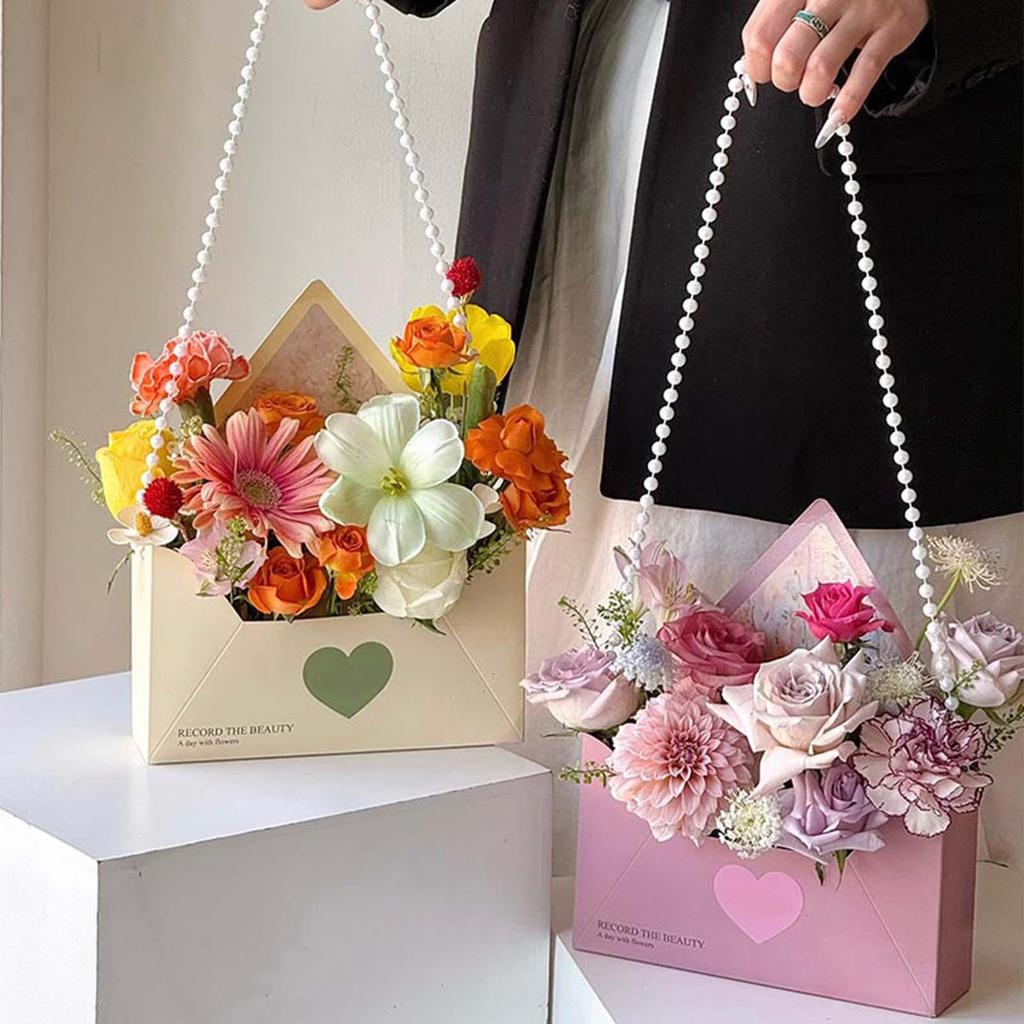 Florist Bouquet Envelope Boxes 5 Piece Handbag-Shaped Flower Folding Storage Floral Envelope Box For Wedding Engagement