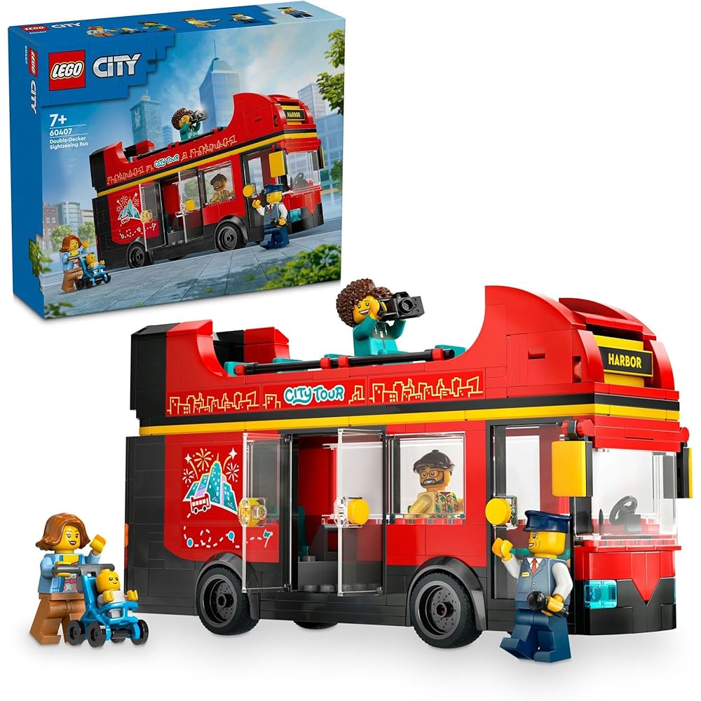 LEGO City Red Double Decker Toy Vehicle for Kids Ages 7-9 Building Blocks Set 60407